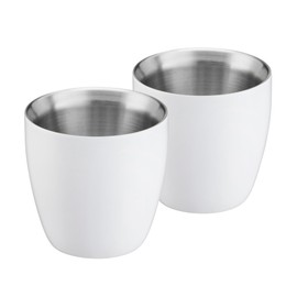 Cooks Professional Stainless Steel Espresso Cups | Pack of 2 (White)