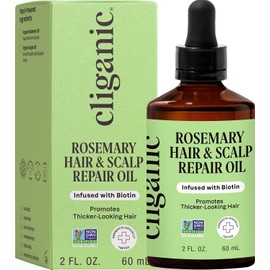 Cliganic Aceite de romero para el cabello y el cuero cabelludo con biotina y jojoba con ingredientes orgánicos a base de hierbas, suero para suavizar y suavizar el encrespamiento, el cabello dañado