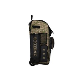 Boombah Rolling Superpack 2.0 Baseball/Softball Gear Bag - 23-1/2" x 13-1/2" x 9-1/2" - Telescopic Handle - Holds 4 Bats - Wheeled Version - USA Tribute Olive Drab/Teak Brown/Black