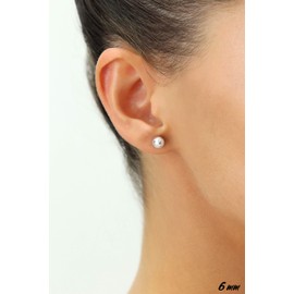 14k White Gold Ball Stud Earrings with Gold Butterfly Pushback, White Gold