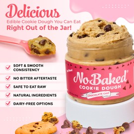 NoBaked Cookie Dough – Edible Chocolate Chip Cookie Dough Meant to be Eaten Raw with a Soft & Smooth Consistency and No Bitterness that’s Great as a Delicious Sweet Snack or Dessert - 16 oz (2 Pack)