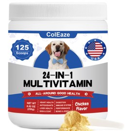Dog Multivitamin Powder with Glucosamine, 24-in-1 Multivitamin Powder for Dogs, Senior & Puppy Multivitamin for Dogs, Supports Hip & Joint, Immune, Healthy Gut, Skin&Coat, Overall Health - 125 Scoops