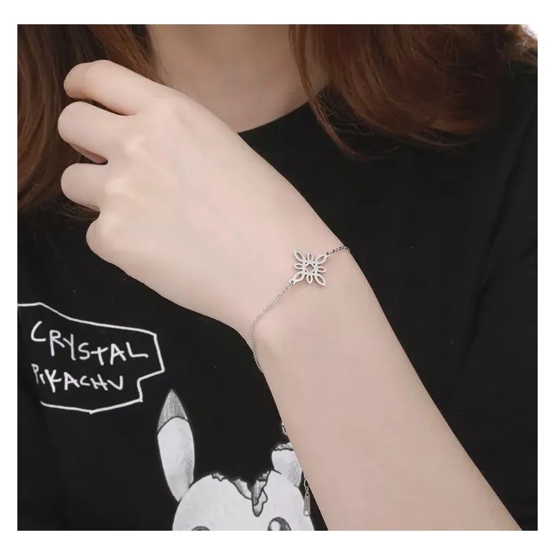 COLIBRI ALEGRE Pulsera Nudo De Bruja De Flor Plateado