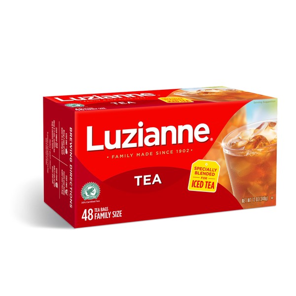Luzianne Iced Tea Bags, Family Size, Unsweetened, 48 Count Box, Specially Blended For Iced Tea, Clear & Refreshing Home Brewed Southern Iced Tea