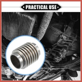 ACROPIX Car Exhaust Flexible Pipe, 38x70mm 1.5"x2.76" Exhaust Flex Connector Pipes Bellows Universal for Car Durable Stainless Steel Silver Tone Car Parts