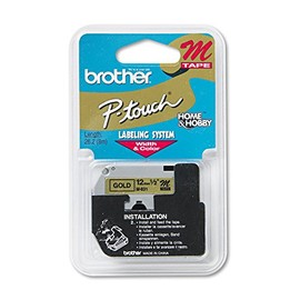 Brother Genuine M831 Black on Gold Non-Laminated Tape for P-touch Label Makers, 12 mm wide x 8 m long