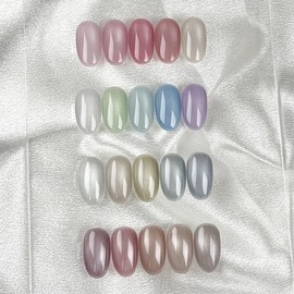 20 types of magnetic gel one-color handmade nail tips - Ballerina / 20종 자석젤 원컬러 수제네일팁 - 발레리나