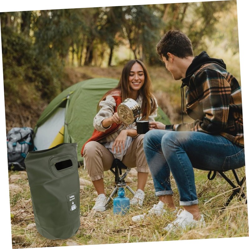 KOMBIUDA Foldable Water Basin 15l Collapsible Camping Trash Bin Outdoor