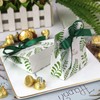 Lxoraziy 50PCS Small Leaf Design Favour Boxes with Satin Ribbon,