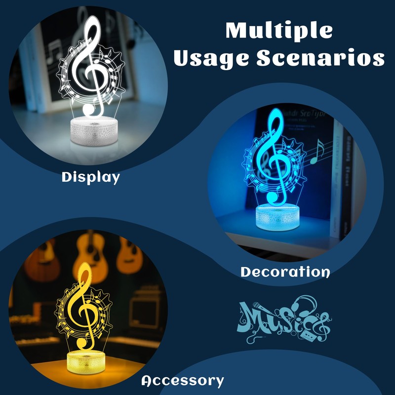 CoolGift Mart Music Note Night Light, 3D LED Optical Illusion