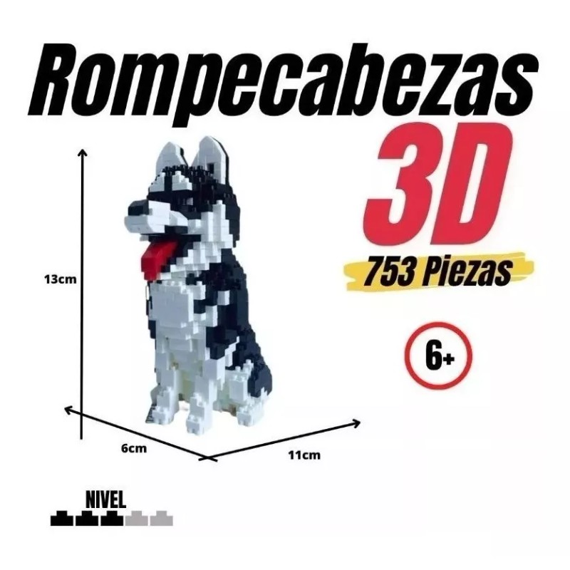 Bloques Perro Mascot Husky Chw Chw Figura Bloques Armable 3d