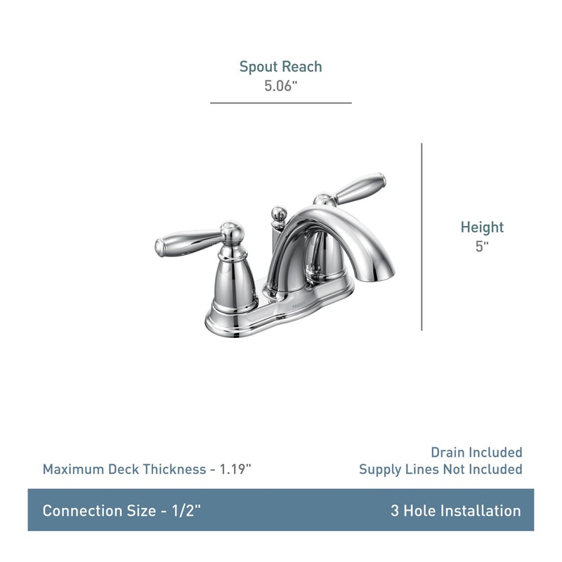 Moen Brantford Brushed Nickel Two-Handle Low-Arc Traditional Centerset Bathroom Faucet
