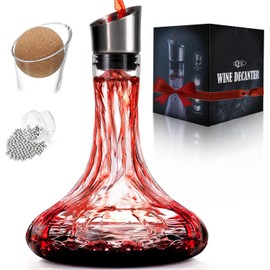 Wine Decanter Built-in Aerator Pourer, Wine Carafe with Aerator,Cleaning Beads and Cork Ball,100% Lead-free Crystal Glass Red Wine Aerator, Wine Gift for Men, Wine Accessories, 50 oz
