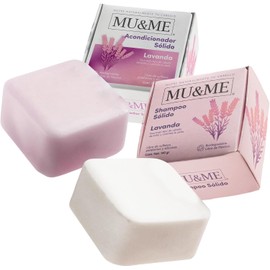 MU&ME Set Shampoo Sólido y Acondicionador Lavanda – Hidratación y Control del Cabello – Sin Sulfatos ni Parabenos – Cuidado Capilar Natural – Hecho en México (2 Barras)