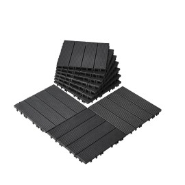 Interlocking Deck Tiles 10 Pack 12\"x12\" 10 Sq. ft Plastic Waterproof Outdoor Flooring All Weather Use Patio Floor DeckingQuantity: 10 pcs, Color: Dark Gray - PP Color