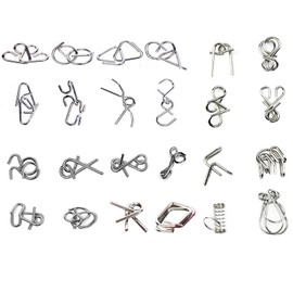 Ahyuan 24 piezas IQ Test Mente Juguetes IQ Toys Brain Teaser Metal Wire Puzzles Magic Truick Toy Metal IQ Puzzle para niños y adultos (plata)