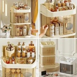 Organizador De Maquillaje 3 Capas Con Puerta Transparente                                                                                             