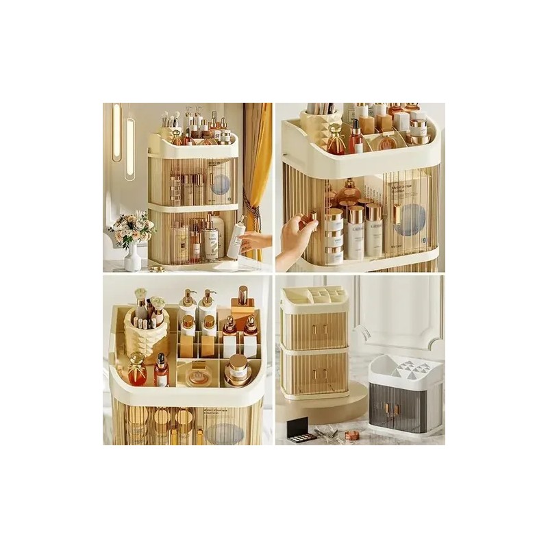 Organizador De Maquillaje 3 Capas Con Puerta Transparente