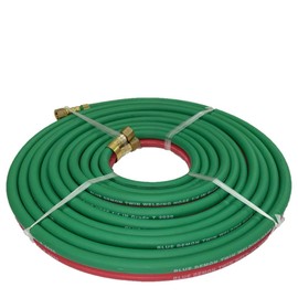 TWIN GAS WELDING HOSE, GRADE T, 1/4 IN X 25 FT, BB FITTINGS