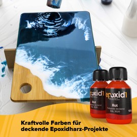 epoxid1® Epoxy Resin Colour Paste, Opaque Epoxy Resin Paint, Paste for Dyeing Resin, Strong Opaque & Brilliant, Colours for Epoxy Resin (Red RAL 3020)