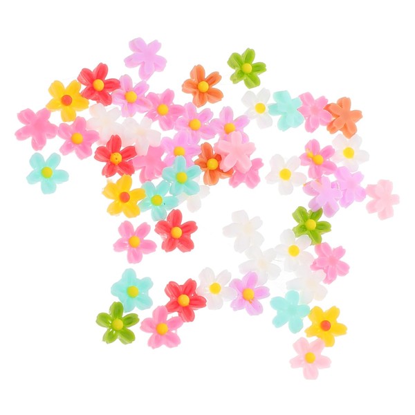 DECHOUS 50pcs Mini Resin Flower Charms Elegant Daisy Cabochons for