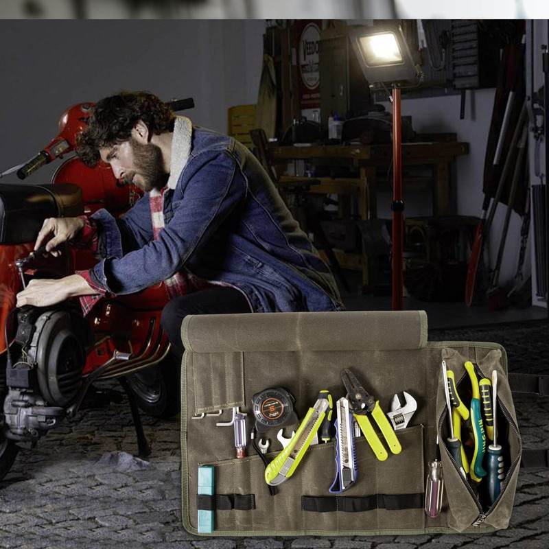 Canvas Roll up Tool Bag Tool Roll Up Pouch with