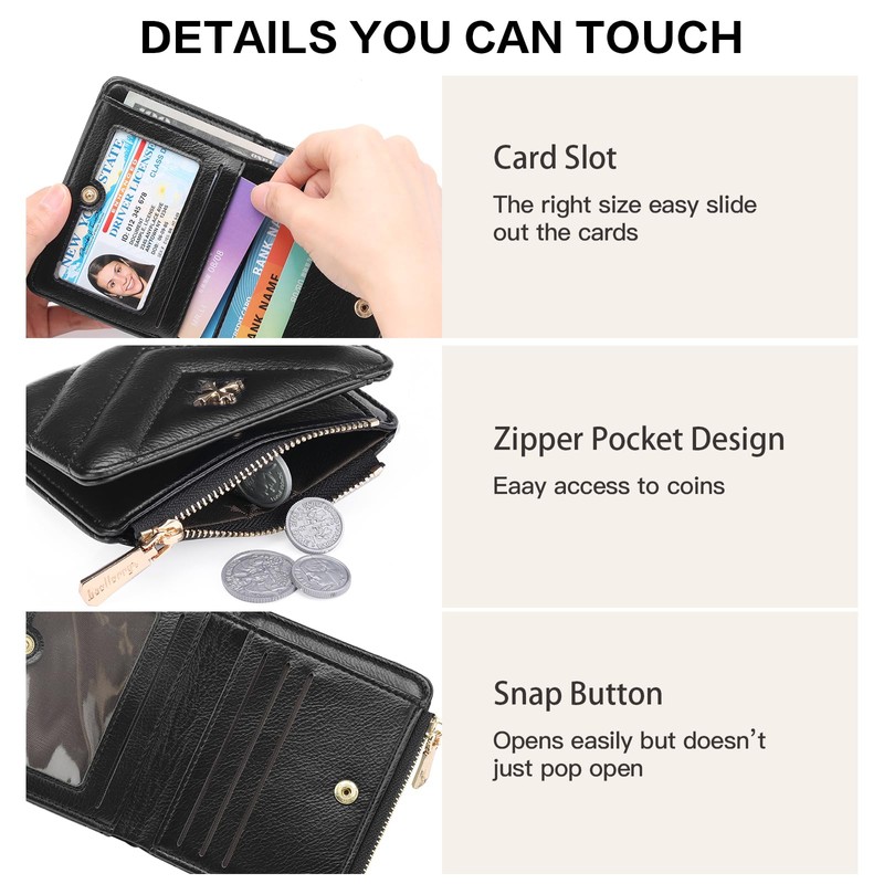 GOIACII Women's Small Mini Short Wallet Leather RFID Blocking Wallet