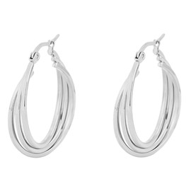 Edforce Women's Stainless Steel Overlapping Triple Hoop Earrings, (25mm-35mm) (D: Stainless Steel (35mm))