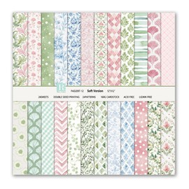 Kauzon Soft Version Floral Scrapbook Paper, 24 Double-Sided Sheets, 12 x 12 Inches – Patterned Paper for DIY Card Making, Scrapbooking, Wedding, Photo Albums & Home Décor