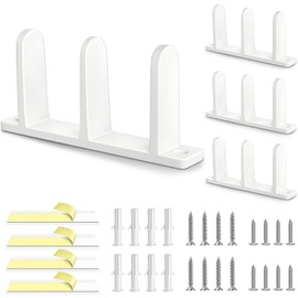 4 Pack Plastic Siding Closet Door Floor Guide, Universal Fit for 1-3/8" Width Doors, Keep Sliding Door Stable with Screws in Two Sizes, Solutions for Home Closet Door Track, White
