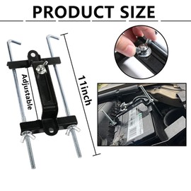 Kewucn - Soporte de batería ajustable, kit de soporte de amarre de batería de coche, barra transversal universal con tornillo J inoxidable, accesorios de fijación de batería de automóvil para automóviles, SUV, RV (pernos de 11 pulgadas)