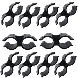 Black Double Port Pipe Clamps Clips, Hdtyyln 10pcs Plastic Double Line Clamps Shelf Pole Connector Chain Link Fence Panel Clamps Clips, Pipe Linking and Fastening Fastener Accessories
