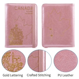 WALNEW Passport Holder with RFID Blocking, Premium PU Leather Travel Passport Wallet Organizer and Cover, Travel Essentials for Flying (Roseglod)