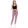 Leggings Depot JGA-S573-M Checkered Pink Print Jogger Pants w/Pockets, Medium