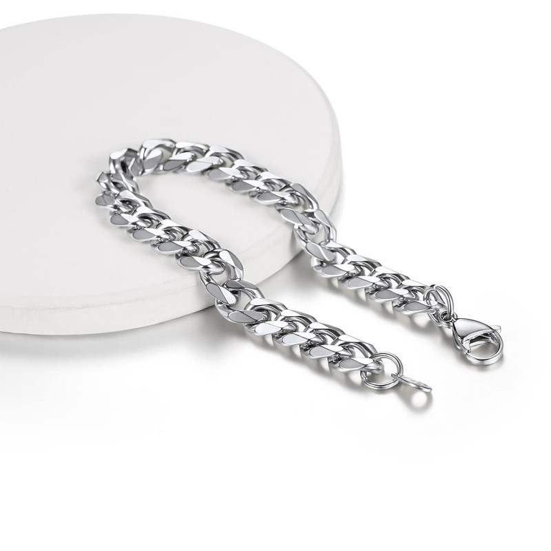 Cuban Link for Men Bracelet Silver Chain Bracelet