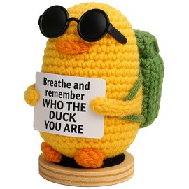 TWPER Gifts for Her Him Positive Crochet Animals with 10 Affirmation Cards – Cute Emotional Support Duck Desk Decor Inspirational Gift for Women Coworkers Friends Students