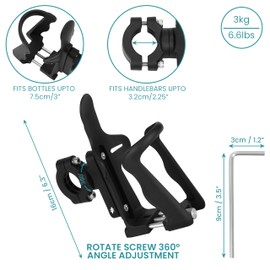 Belle Vous Adjustable Bike Water Bottle Holder Cage - 360 Degree Rotation Bicycle Drink Cup Holder - Cycling Bottle Holder for Road Bike/Mountain Bike