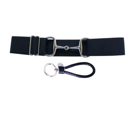 Dielianyi 1.5-inch Elastic Equestrian Belt Bit Buckle Leather Key Strap for Horseback Riding Equestrian Sports Belts (black)