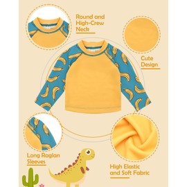 babygoal Baby Toddler Swimsuit with Swim Diaper, Long Sleeve Rash Guard Set with UPF 50+ Sun Protection for Boys & Girls, YZS07-2-3T-B