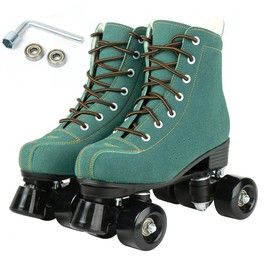 Silvertree Roller Skates for Women and Men PU Leather High-top Adult Roller Derby Skates Wheels Light Up Roller Skate Four-Wheel Shiny Roller Skates for Girls Boys Unisex