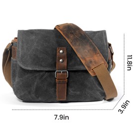 FUNSEED Waxed Canvas Camera Bag for Women Men with Waterproof Design, Compact Crossbody Case for DSLR/SLR/Mirrorless Cameras (Grey)