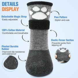 BEAUTYZOO Anti Slip Dog Socks Boots, Dog Shoes for Hot/Cold Pavement Snow Rain Days,Waterproof Grip Dog Booties Paw Protector for Hardwood Floor, Prevent Licking for Small Medium Large Senior Old Dogs