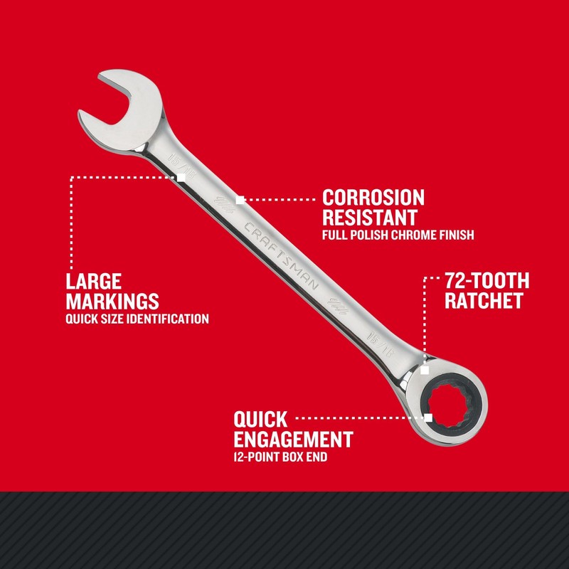 CRAFTSMAN Ratcheting Wrench, SAE, 15/16-Inch, 12 Point (CMMT38961)