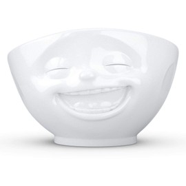 TASSEN XL Porcelain Bowl, Laughing Face Edition, 33 oz. White (Single Bowl), Extra Large Bowl