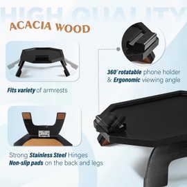 BLUEWEST Octagonal Sofa Tray Table, 12 x 9 x 5 inches, Black (ST01)