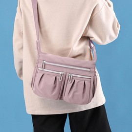 FAVORTALK Lightweight Shoulder Bag Women's Medium Waterproof Multi Pocket Handbags Crossbody Bag Nylon Messenger Bag Women Shoulder Bag, B39807