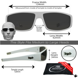 Locs Super Dark Sunglasses Mens Black Wrap Around Lowrider Gangster Cholo Vintage Flat Top (White Black)