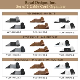 Royal Designs, Inc. VCO-1008BB-2 Adjustable Neoprene Cable Management Sleeve with Touch Fastener, 4 ft Long, Reversible Brown/Light Brown Color Combinations, Set of 2 (1 with Slits, 1 Without)