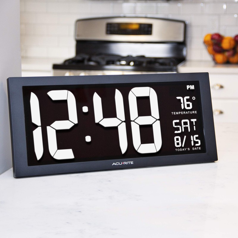 AcuRite 75159M 14.5" Large White LED Digital Clock Inch