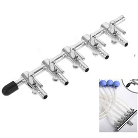 MaoNativey Aquarium Control Valve, 5 Way Stainless Steel Aquarium Air Flow Control Lever Valve Manifold,Easy Installation Fish Tank Aeration Supplies Fitting